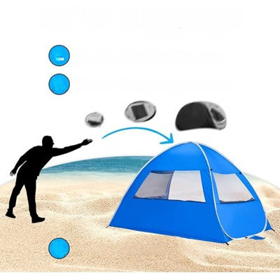  DSVIMOY Beach Tent, Sun Shelter For 3/4 Person, Portable Beach Umbrella Cabana, Blue, 78.7"*51.1"*51.2"