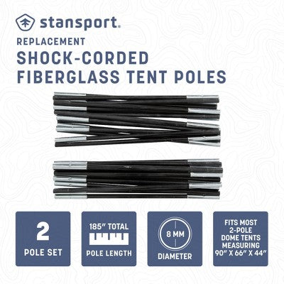  Stansport Replacement Shock-Corded Fiberglass Tent Poles For 723-200